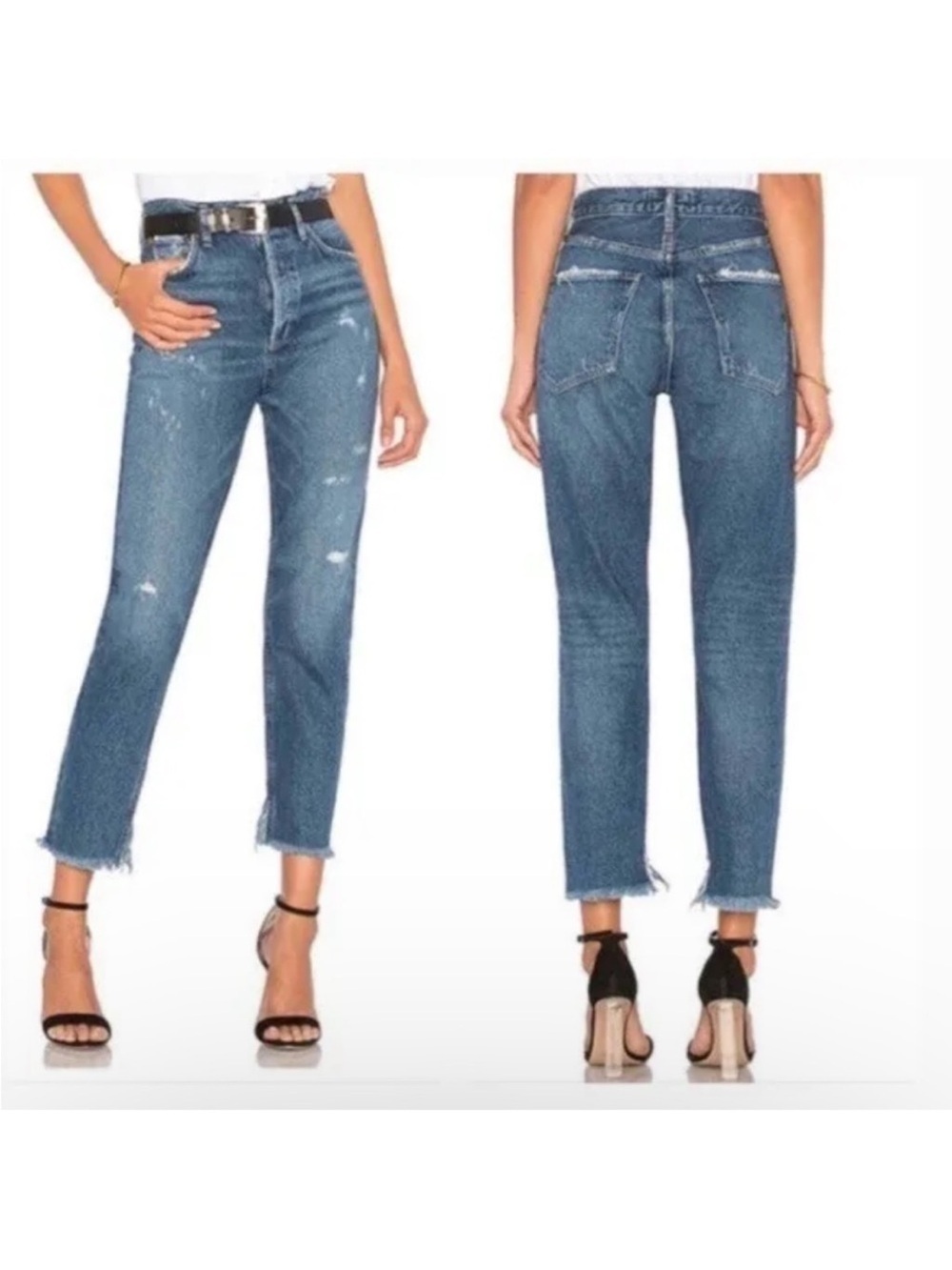 Agolde Feel Good Jamie Distressed Organic
Cotton High Rise Button Fly Jeans 25